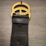 Gucci  Gold Buckle Belt with Green Strap Photo 2