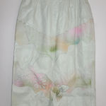 Vtg Shanna Leather Laser Cut Floral Winter‎ White Pastel Pencil Midi Skirt Sz M Pink Size M Photo 0