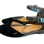 Viscata Montroig Canvas Espadrille Flats Black Velvet Metallic Buckle Size 37 Photo 0