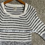 Roxy White Grey Striped Colorblock Long Sleeve Sweater Mini Dress Winter Medium Photo 4