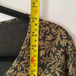 Peruvian Connection  Black Brown Floral Long Sleeve Shirt Women's size Small Photo 6