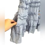 Free People  Light Baby Blue v-neck ruffle bow tiered tunic dress Photo 5