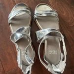 Eileen Fisher new  Silver Mirror Metallic Cici Strappy Leather Sandals size 6 Photo 1