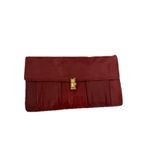 Speci Italian leather Clutch Purse Gold Chain Strap Flap Closure Evening Bag Red Photo 2