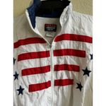 Vtg On The Brink Women’s Windbreaker Jacket XL Surfer‎ Retro 80s 90’s USA Flag White Photo 6