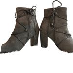 Rialto Gray Peep Toe Ankle Booties Lace Up‎ Heel Boots Women's Shoes Photo 2