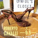 Roberto Cavalli strappy open toe studded stilleto heels sandals sz IT 39.5=US9.5 Photo 3