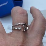Crescent Moon And Star Sterling Silver CZ Ring Size 6,7,8 Photo 3