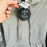 Lea & Viola Gray Ruffle Cropped Sweatshirt Pullover Hoodie New Size Small Photo 8