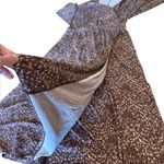 Garnet Hill  Faux Wrap Maxi Dress Brown Stretch Tencel Jersey V Neck Womens Large Photo 5