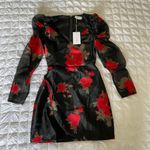 Lovers + Friends Red Rose Chiffon Puff Sleeve Mini Dress Photo 2