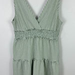 American Eagle  Dress M Green Stripe Smocked Tiered Cottagecore Coastal Granola Photo 0