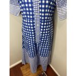 Tuckernuck New Oliphant Navy Gingham 3/4 Shirt Midi Dress Medium M Photo 8