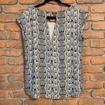 EXPRESS Snakeskin Print Top Womens Size Medium Beige Sleeveless Blouse Cutout Photo 1