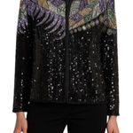 Vintage Stenay Evening Jacket Silk Beaded Sequin 1980's Party Cocktail Black 2X Photo 0