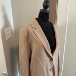 WAYF  Double Breasted Brown White Pinstripe Blazer Business Work Career Neutral M Photo 2