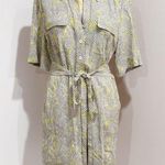 Equipment  Femme Axelle Green Snake Print Self Belted Mini Shirt Dress Women's 8 Photo 3