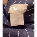 Chico's  Women’s 1 US 8/10 Blazer Jacket Blue White Stripe Faux‎ Pearl Buttons Photo 8