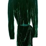 Reformation BURGUNDY green velvet mock neck long sleeve wrap mini dress size 6 Photo 4