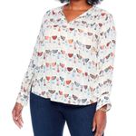 Nic+Zoe  Relaxed-fit Perk Up Coffee Cup Print Blouse, Size XL New w/Tag Retail Photo 7