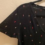 Rails Cara Black Rainbow Cactus Linen Blend V-Neck T-Shirt Size S Photo 7