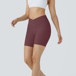 Halara Softlyzero High Waisted Crossover Side Pocket Yoga Biker Shorts 7" Photo 0