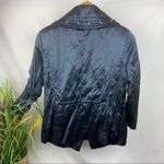Soma Blue Button Up Casual 3/4 Sleeve Sporty Satin Shiny Cargo Jacket M New Photo 1