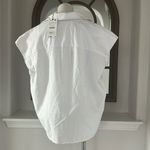 ZARA  White Denim Button Up Sleeveless Shirt, Size L New w/Tag Photo 3