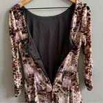 Alberto Makali  Velvet Ruched Mini Dress Leopard Print Long Sleeve Size Small Photo 5