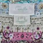 Camilla Silk Drop Shoulder Metallic Sparkle Embellished Boho Top Blouse XS Photo 6