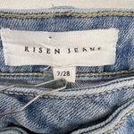 Risen High Rise Crossover Straight Leg Distressed Jeans Light Wash Size 7/28 Blue Photo 4