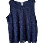 Catherines Sequin Lace Tank Top Sleeveless Party Plus Size 28W Blue Photo 6
