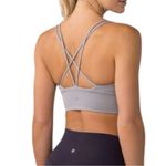 Lululemon  Women’s Sz 10 Dark Chrome Gray Lilac Pushing Limits Strappy Sports Bra Photo 4