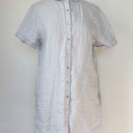 Tahari Light Gray Button-Up Short Sleeve 100% Linen Dress Photo 0