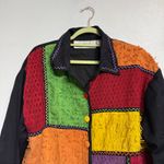 Island Scene Patchwork Textured Vintage Jacket Sz XL Black Photo 2