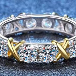 Anthropologie Tiffany Style Gold and Silver Women's Ring 9.25 Sterling Silver & Moissanite Photo 0