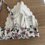 H&M NWOT Floral Print Scalloped Edge Bikini Swimsuit Top Adjustable Straps Cute Photo 5
