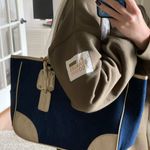 Neiman Marcus Vintage Denim & Navy Gold Canvas Tote Bag Photo 5