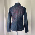Vintage Y2K Embroidered Denim Jacket Blue Size XXS Photo 3