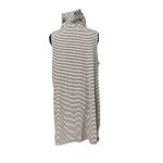 Blue White Stripe Nautical Terry Cloth Swim Cover Beach Dress Pockets Hood L/XL Size L Photo 2