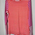 Lands' End Orange Pink Striped Crewneck UPF Sun Shirt Long Sleeve Size Small Photo 0