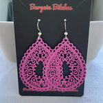 New pink earrings drop dangle detail geometric pattern lightweight earrings Photo 2