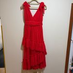 VICI  Carrie in Paris Tie Shoulder Tulle Tiered Polka Dot Midi Dress Photo 2