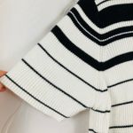 VTG Womens L White & Black Stripe Ribbed Polo Sweater Preppy 90s Old Money Retro Size L Photo 5