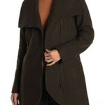 French Connection Olive Green Tulip Hem Asymmetrical Zip Wool Blend Coat XS Photo 0