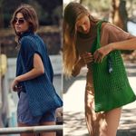 Free People bag open knit shoulder bag crochet tote Photo 6