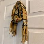 Classic Cream Tartan Plaid Tassel Scarf Unisex Womens One Size White Photo 2