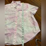 Lucky Brand Women's Tie Dye Button Up Short Sleeve Boho Shirt Pink Size Medium Photo 12
