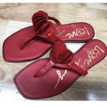 Tory Burch Heart Love Thong Sandals Women's US 6M Red Leather Slip-On Flip Flops Photo 3