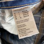 American Eagle Mom Jeans Striped Women Size 6 Tapered Ankle Leg Blue White Denim Photo 4